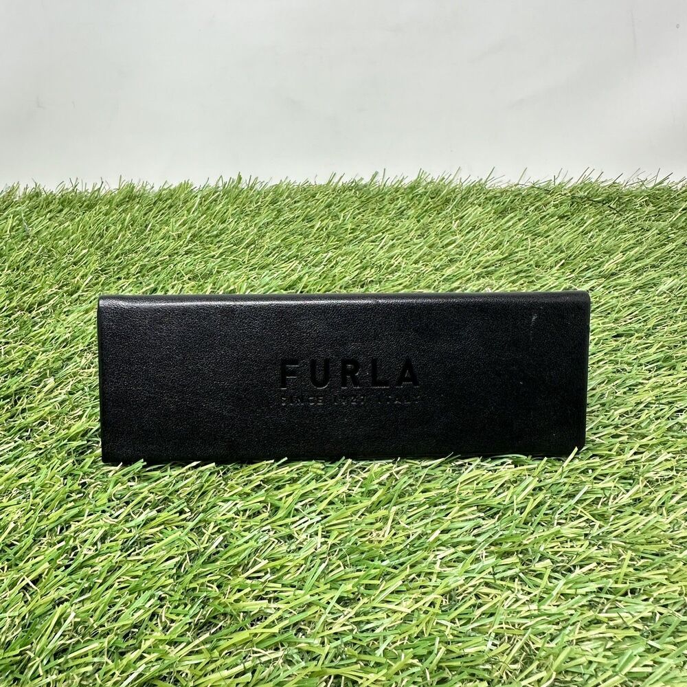 Furla Triangle Eyeglass Case Magnetic TriFold Glasses Holder Black
